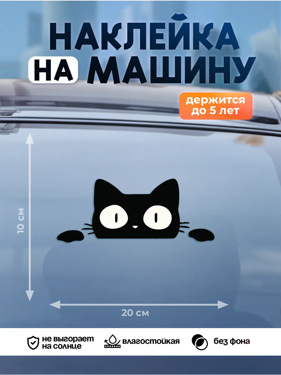 Наклейка на авто на стекло, Выглядывающий кот